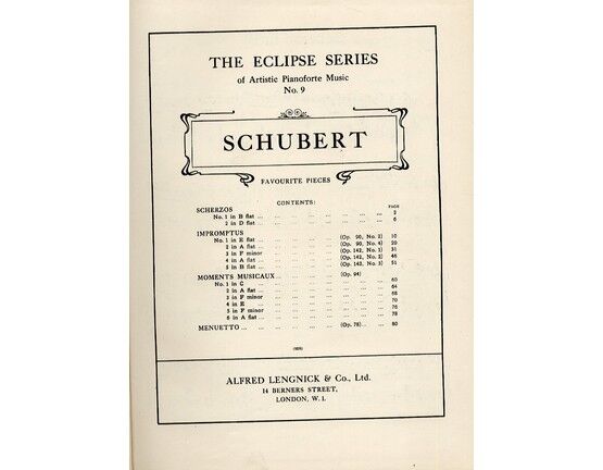 4132 | The Eclipse Series of Artistic Albums No. 9  - Schubert - Favourite Pianoforte Pieces