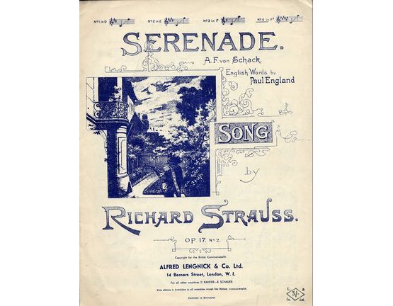 422 | Serenade - Song -  Op. 17 No. 2 - English & German words in the key of F sharp major for high voice