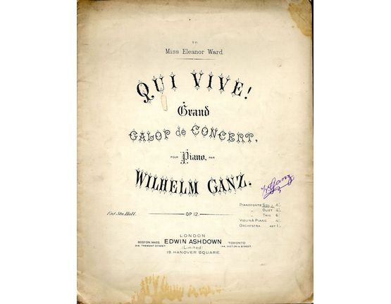 4282 | Qui Vive! - Grand Galop de Concert - Op. 12 - Pianoforte Solo