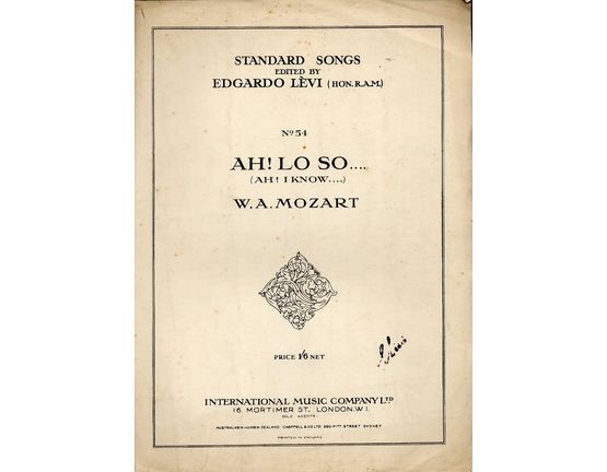 4466 | Ah! Lo So... (Ah! I know) - From the Opera "Il Flauto Magico" - Standard Songs No.54