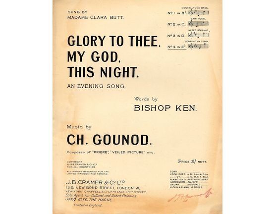 4487 | Glory to Thee My God This Night - Song in the key of E flat major for Soprano or Tenor