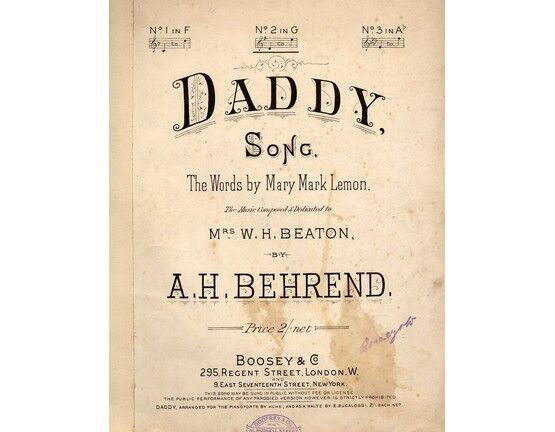 4573 | Daddy  - Song - In the key of G major for Medium Voice