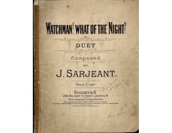 4573 | Watchman! What of the night?  - Vocal Duet in the Key of G Major for High Voice