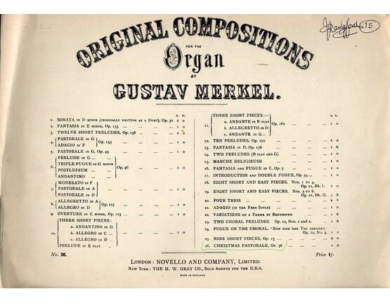 4578 | Christmas Pastorale - Original Compositions For The Organ by Gustav Merkel - No. 26