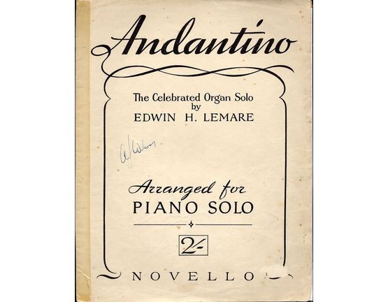 4582 | Andantino - The Celebrated Organ Solo arranged for Piano Solo
