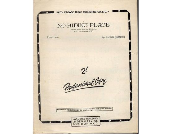 4588 | No Hiding Place - Theme Music from the T.V. Series "No Hiding Place" - Piano Solo