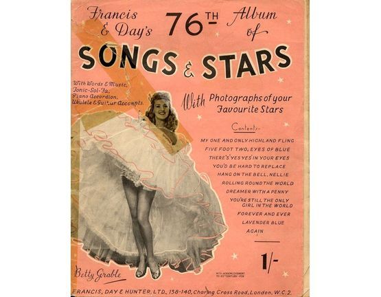 4614 | Francis and Days 76th Album of Songs and Stars - With Photographs of your Favourite Stars - With Words, Music, Tonic Sol-Fa, Piano ACcordion and Ukule
