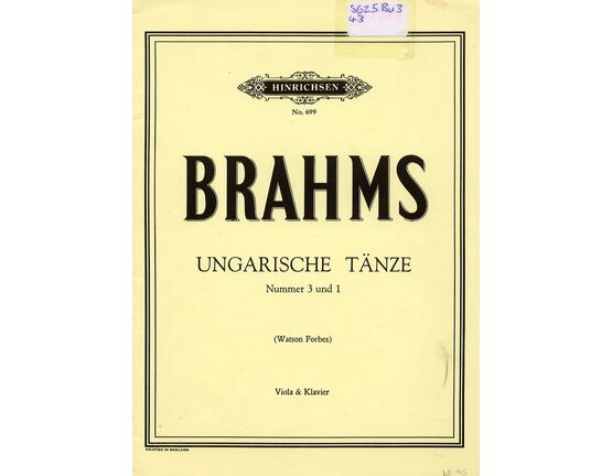 4616 | Brahms - Ungarische Tanze - Nummer 1 und 3 - Arranged for Viola and Piano - Hinrichsen Edition No. 699