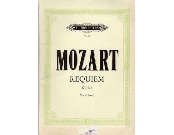 4616 | Mozart - Requiem - Vocal Score - Edition Peters No. 76, KV 626