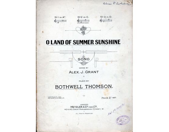 4640 | O Land Of Summer Sunshine - Song in C Major