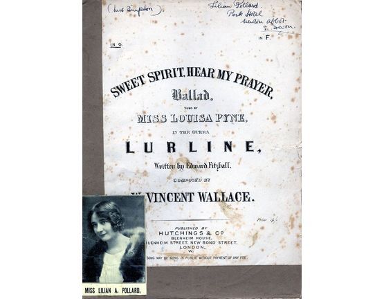 4648 | Sweet Spirit, Hear my prayer - Ballad from the Opera "Lurine" - In the key of G major