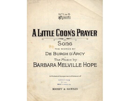 4656 | A Little Coon's Prayer - Song in the Key G major for Low Voice