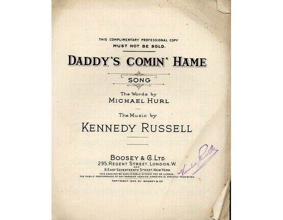 4656 | Daddy's Comin' Hame - Professional Copy - Song