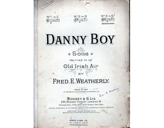 4656 | Danny Boy - Written to an old Irish Air - In the key of E flat major for high voice