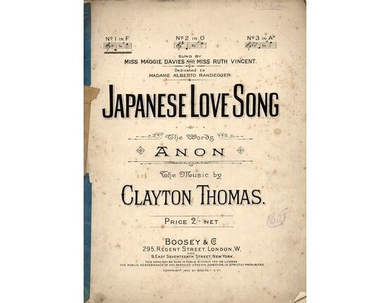 4656 | Japanese Love Song - Song in the key of F Major for Low Voice