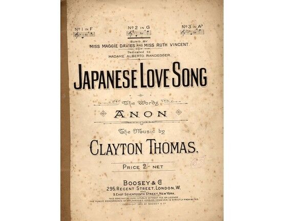 4656 | Japanese Love Song - Song in the key of G Major for Medium Voice