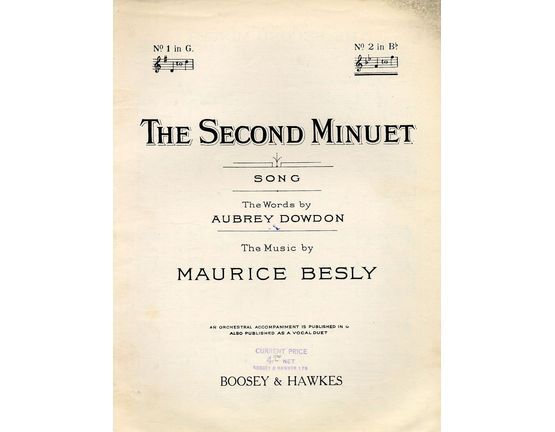 4656 | The Second Minuet - Key of B flat major for high voice