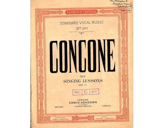 4672 | 30 Singing Lessons - Op. 11 - Standard Vocal Music Series No. 20 -  With Pianoforte Accompaniment