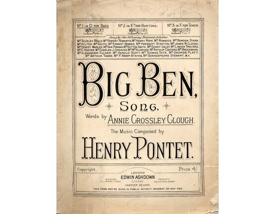 4672 | Big Ben - Song - No.1 in D major - For Low Voice