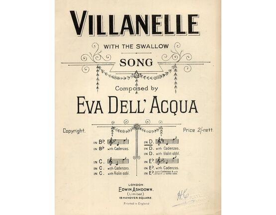 4672 | Villanelle -  With The Swallow - Song - In the key of D major