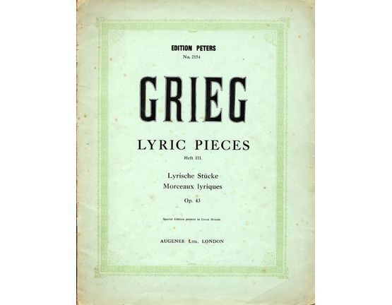 4696 | Lyric Pieces - Heft III -  Op.43 - Piano Solo - Edition Peters No. 2154