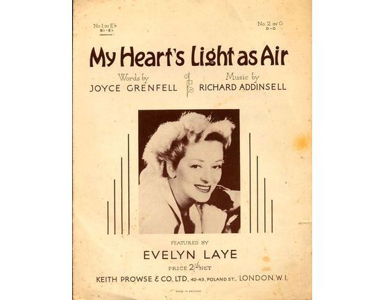 47 | My Hearts Light As Air -  featured by Evelyn Laye -  Key of E flat for lower voice