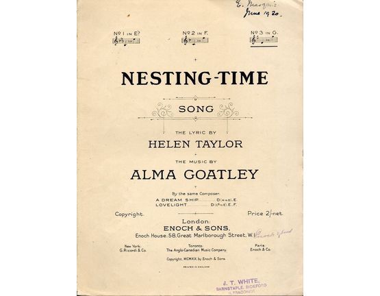 4702 | Nesting Time - Song - In the key of G major for high voice