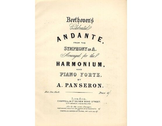 4710 | Beethovens Celebrated Andante from the Symphony in A, for pianoforte and harmoinum