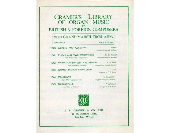 4722 | Cramers Libray of Organ Music. Grand March from Aida