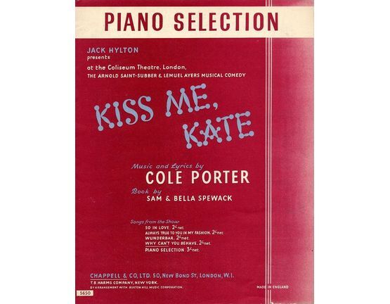 4727 | Kiss Me Kate - Piano Selection
