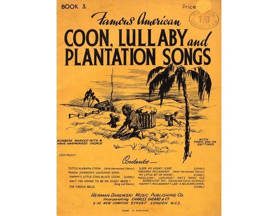 4835 | Coon, Lullaby and Plantation Songs - Book 3 - With Tonic Sol-Fa Settings
