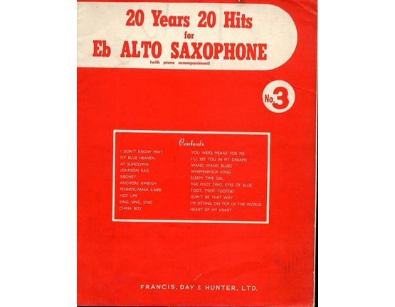 4844 | 20 years 20 hits for E flat Alto Saxophone (with piano accompaniment) No. 3