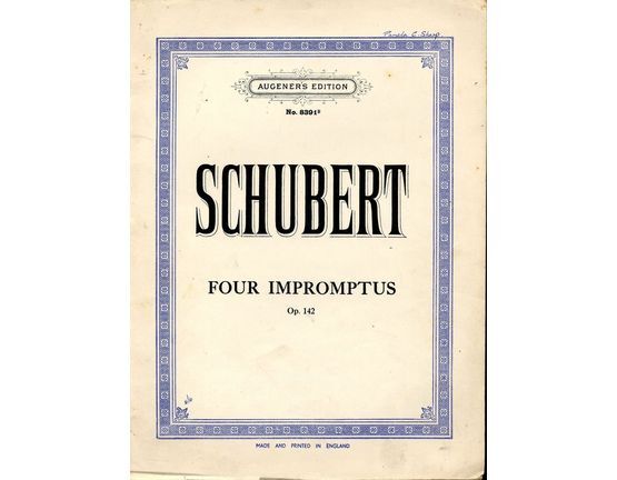 4846 | Four Impromptus - Op. 142, No's 1-4 - For Piano Solo -Augeners Edition No. 8391b