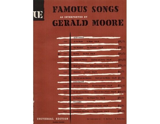 4848 | Famous Songs As Interpreted by Gerald Moore - 12303 - Die Post - The Post - Op. 89 - Orig. H - High Voice