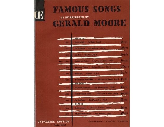 4848 | Famous Songs As Interpreted by Gerald Moore - 12305 - Nacht Und Traume - Night And Dreams - Op. 43, No. 2 - Orig. H - Medium Voice