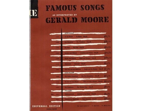 4848 | Famous Songs As Interpreted by Gerald Moore - 12311 - Feldeinsamkeit - Op. 86, No. 2 - Orig. H - Medium Voice