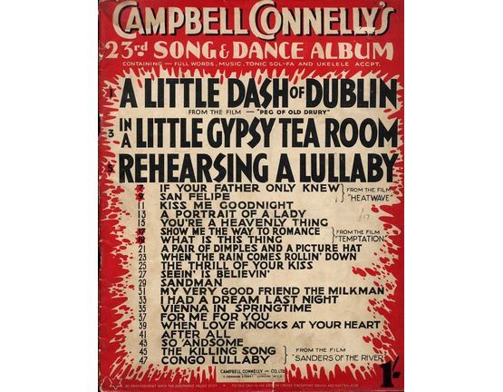 4856 | Campbell Connelly's 23rd Song and Dance Album - Containing Words, Music, Tonic Sol-Fa, Ukulele and Piano Accordion Accompaniments