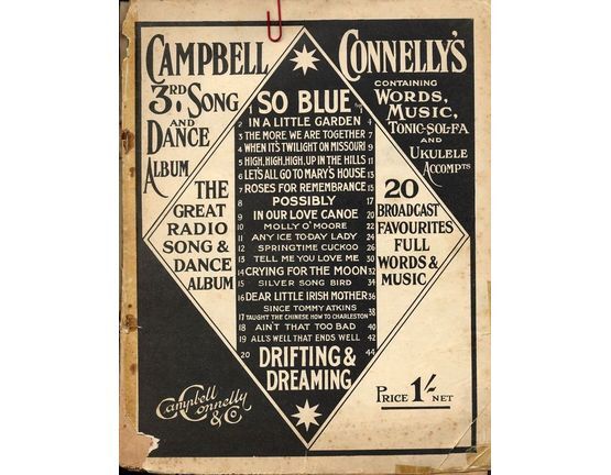 4856 | Campbell Connelly's 3rd Song and Dance Album - Containing Words, Music, Tonic Sol-Fa, Ukulele and Piano Accordion Accompaniments