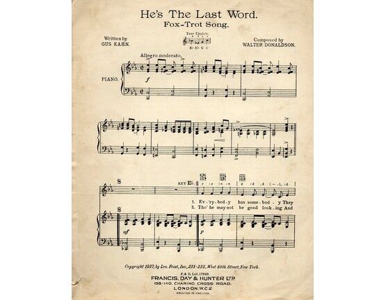 4861 | He's the Last Word - Fox-Trot Song - Song - Piano and Voice with Ukelele