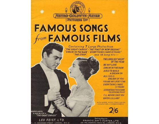 4861 | Metro Goldwyn Mayer Pictures Ltd, Famous Songs from Famous FIlms - No. 1 - Containing Seven Large Photos and Ten Song Hits - Featuring Ann Blyth and M