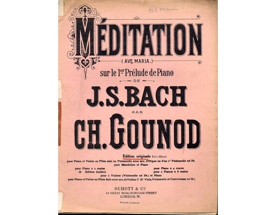 4864 | Bach - Meditation sur le 1er Prelude (Ave Maria) - For Violin and Piano with Organ ad. lib.