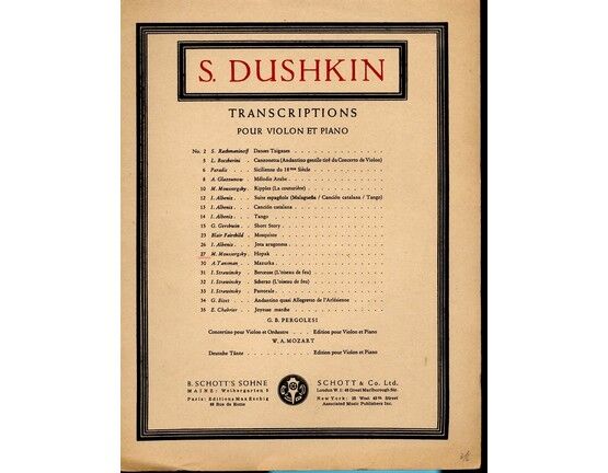 4864 | Hopak - S. Dushkin Transcriptions pour Violon et Piano No. 27 - Violin and Piano