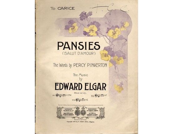 4864 | Pansies - Song - Based on Elgar's Salut D'Amour - Key of F major for High Voice