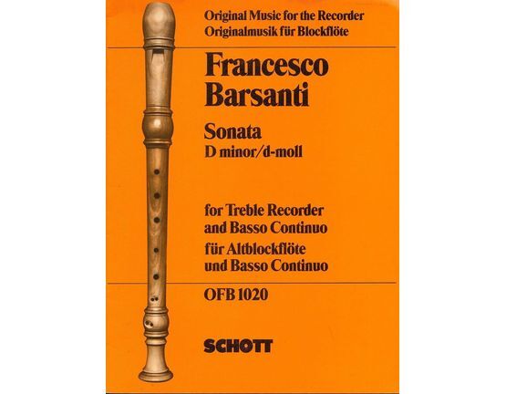 4864 | Sonata in D minor - For Treble Recorder and Basso Continuo - With piano accompaniment