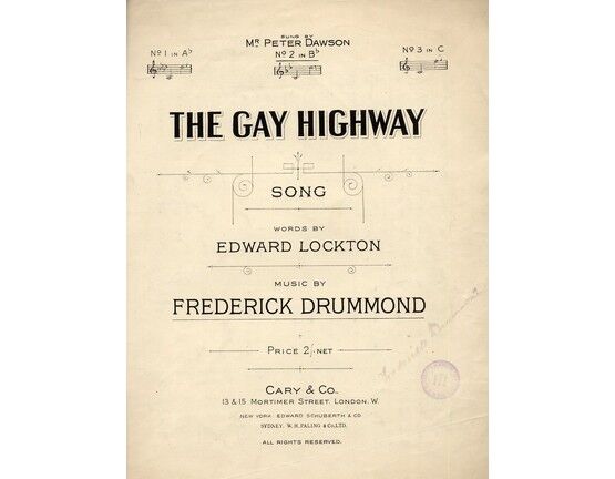 4895 | The Gay Highway - Song -  In the key of B flat major for Medium Voice - Cary Edition