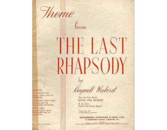 4895 | Theme from The Last Rhapsody - Theme for piano from the radio feature "Music for Murder" in the series "Flint of the Flying Squad"