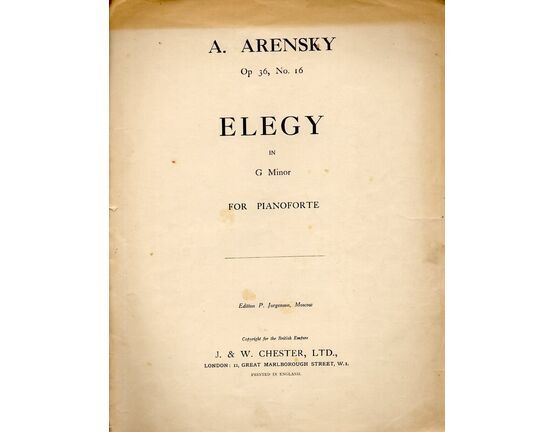 4900 | A. Arensky - Elegy in G minor - Op. 36, No.16 for Pianoforte