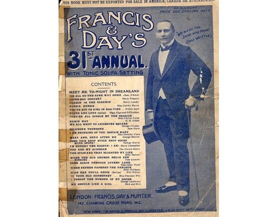 4906 | Francis & Day's 31st Annual with Tonic Sol-Fa Setting - Piano and Voice