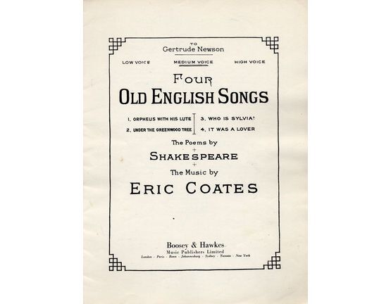 4921 | Four Old English Songs - For Medium Voice