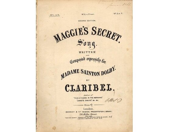 4921 | Maggie's Secret - Song in the key of D Major for Low Voice